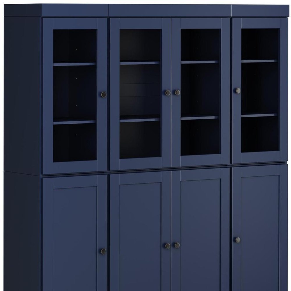 72" Navy Blue Solid Wood 8 Two Drawer Pantry Or Storage Closet