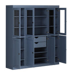 72" French Blue Solid Wood 8 Two Drawer Pantry Or Storage Closet