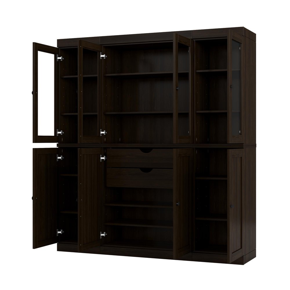 72" Espresso Solid Wood 8 Two Drawer Pantry Or Storage Closet