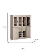72" Beige Solid Wood 8 Two Drawer Pantry Or Storage Closet