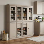 72" Beige Solid Wood 8 Two Drawer Pantry Or Storage Closet