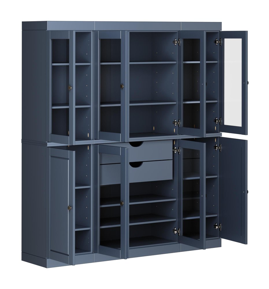 72" Beige Solid Wood 8 Two Drawer Pantry Or Storage Closet
