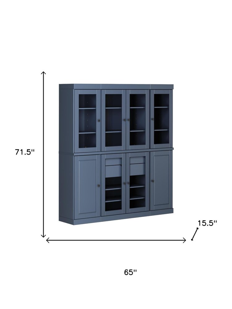 72" Beige Solid Wood 8 Two Drawer Pantry Or Storage Closet