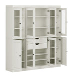 72" Beige Solid Wood 8 Two Drawer Pantry Or Storage Closet