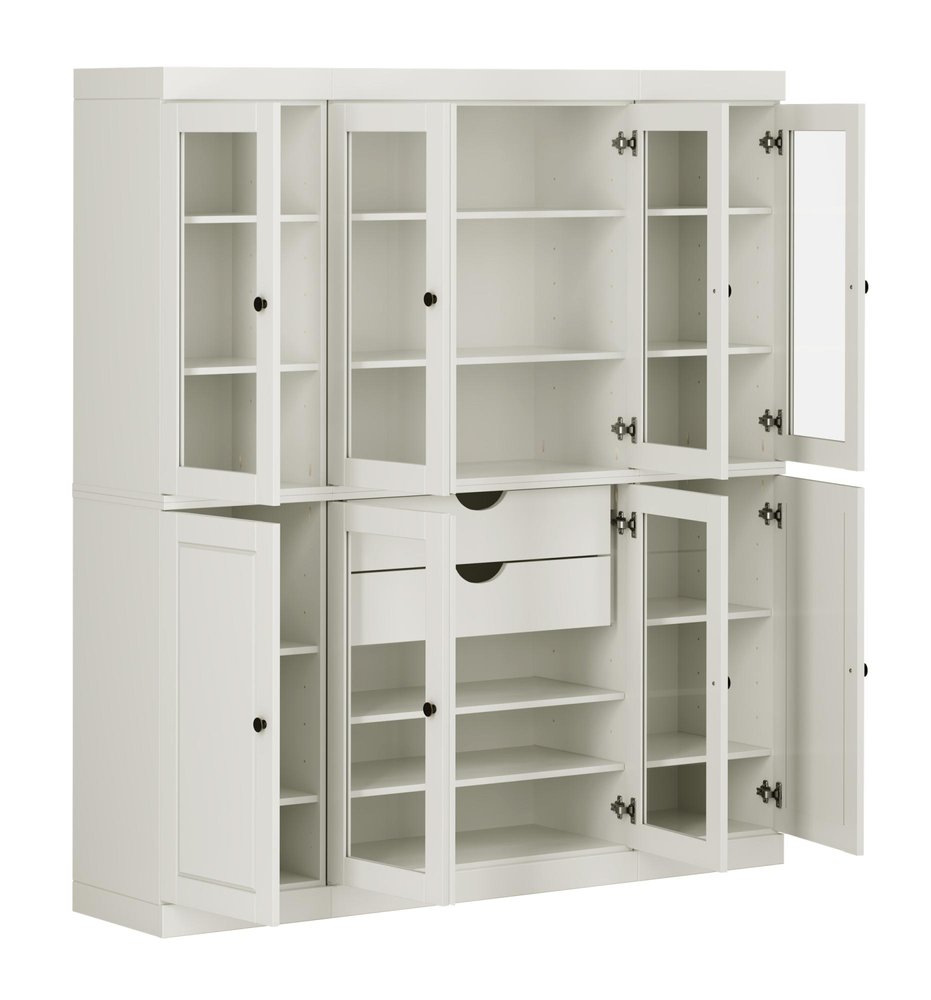 72" Beige Solid Wood 8 Two Drawer Pantry Or Storage Closet