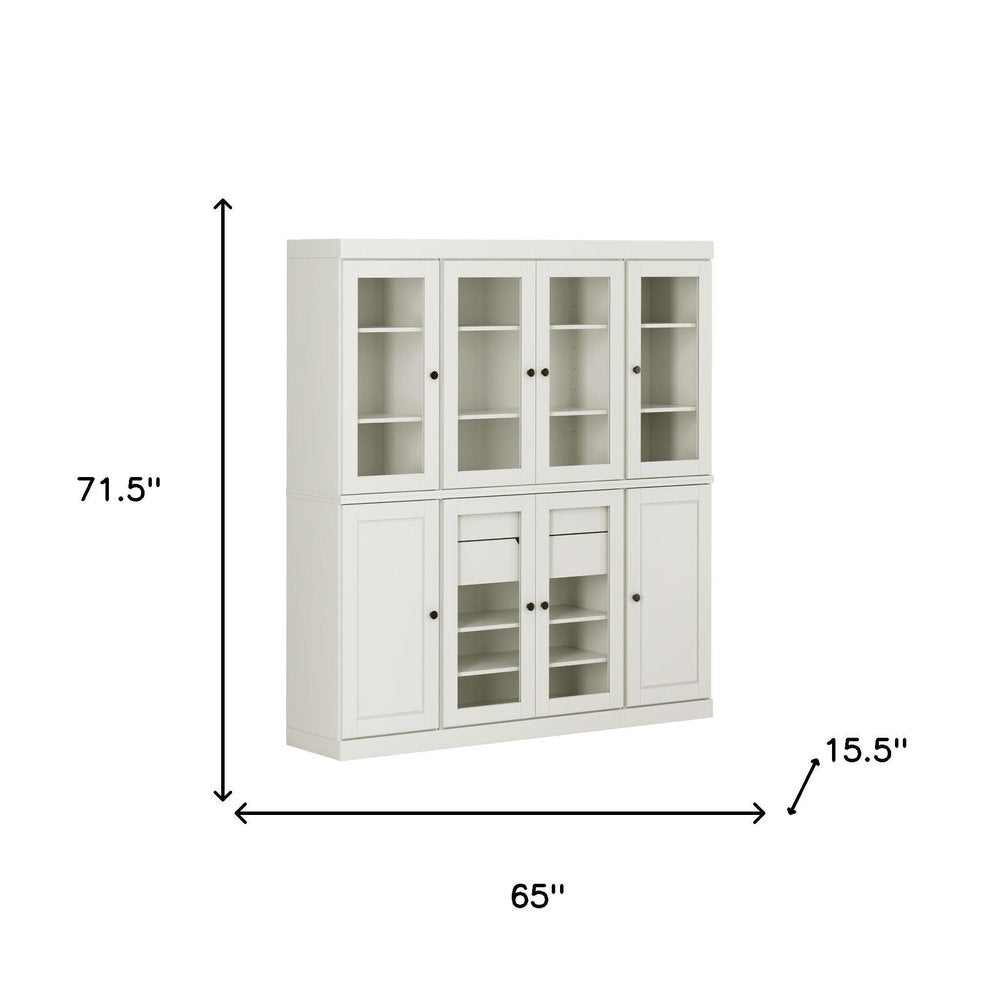 72" Beige Solid Wood 8 Two Drawer Pantry Or Storage Closet