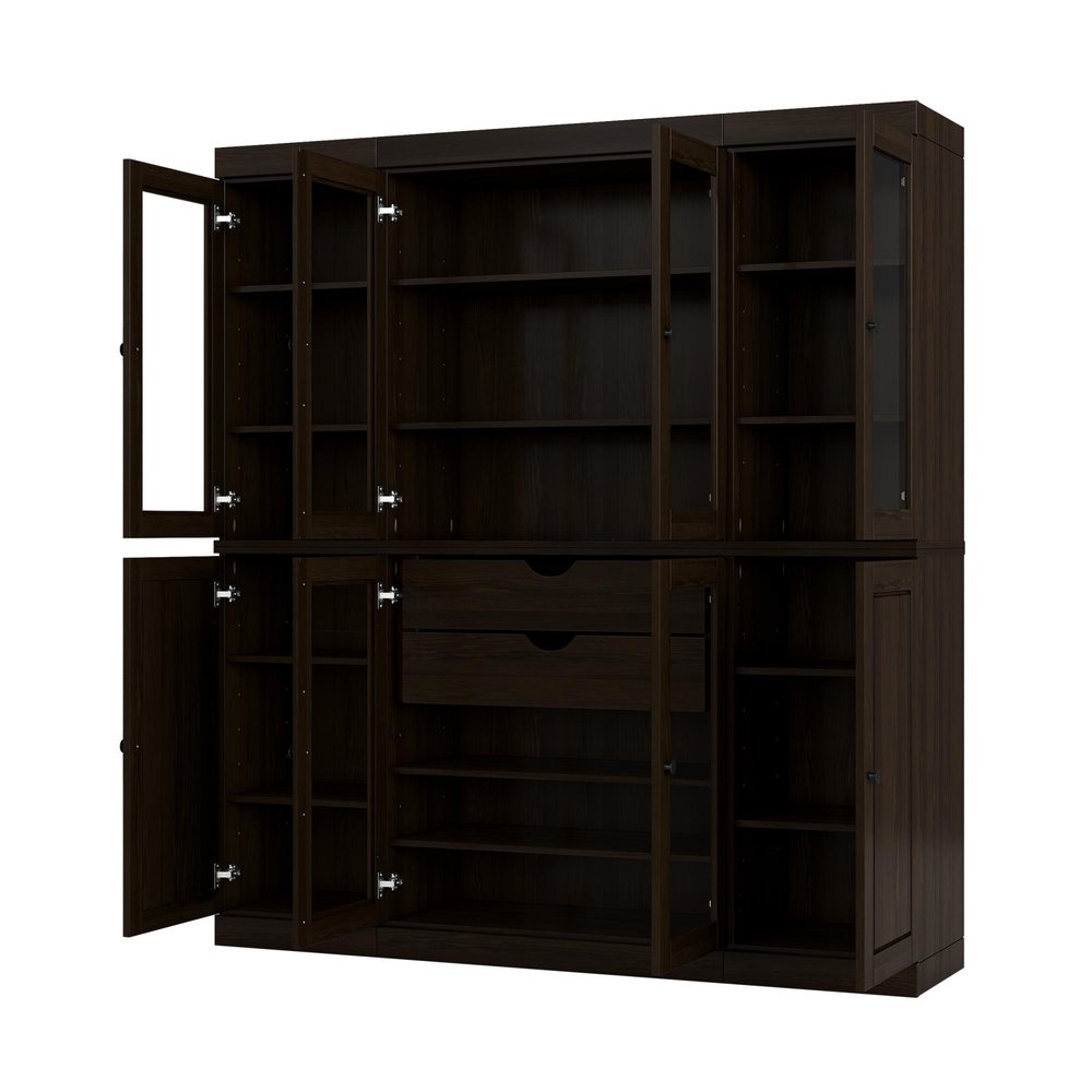 72" Beige Solid Wood 8 Two Drawer Pantry Or Storage Closet