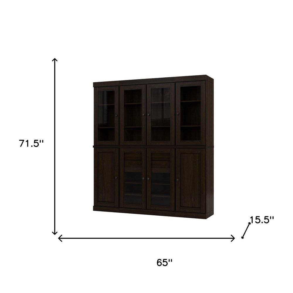 72" Beige Solid Wood 8 Two Drawer Pantry Or Storage Closet