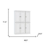 72" White Solid Wood Six Door Two Drawer Pantry Or Storage Closet