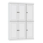 72" White Solid Wood Six Door Two Drawer Pantry Or Storage Closet