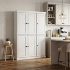 72" White Solid Wood Six Door Two Drawer Pantry Or Storage Closet