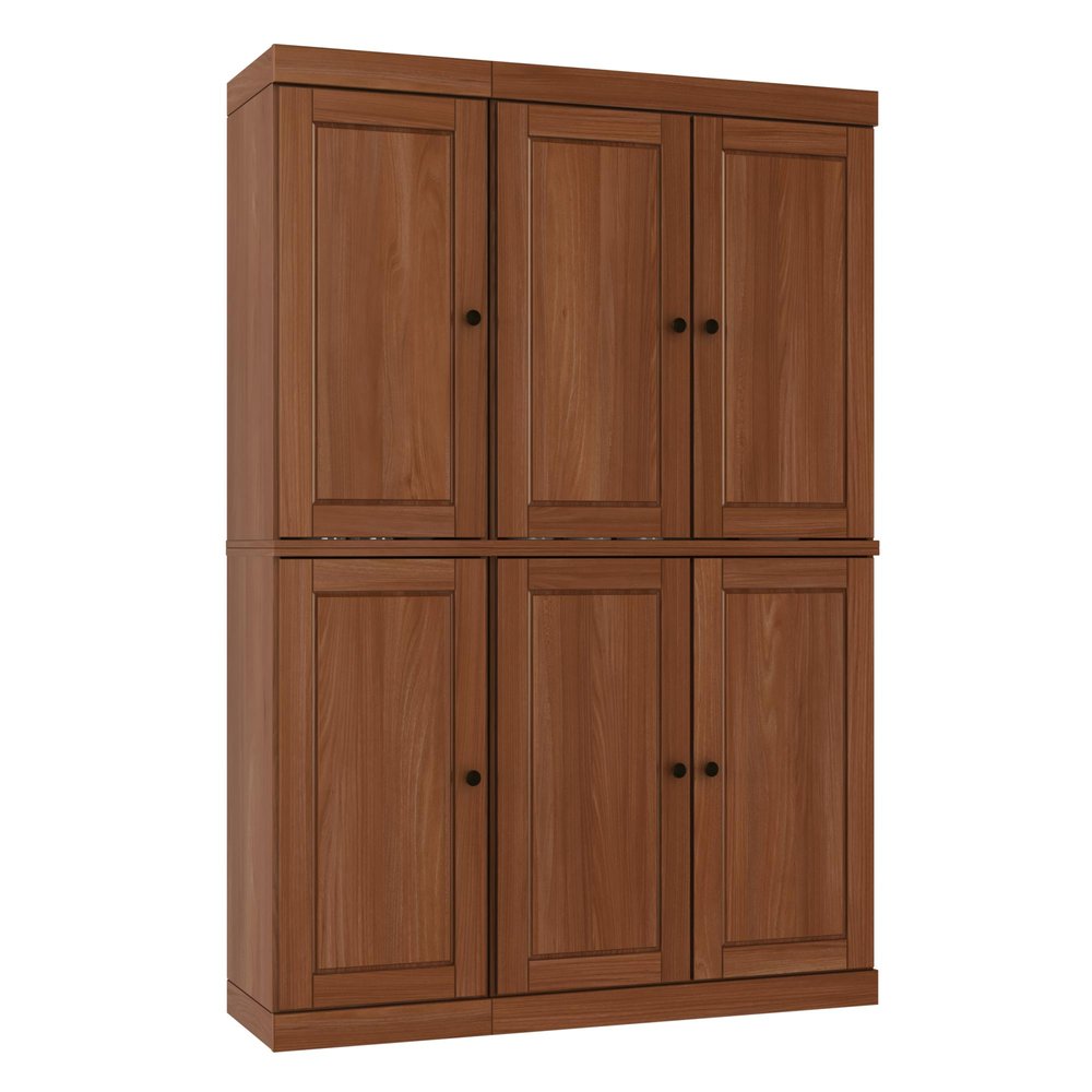 72" White Solid Wood Six Door Two Drawer Pantry Or Storage Closet