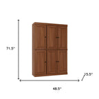 72" White Solid Wood Six Door Two Drawer Pantry Or Storage Closet