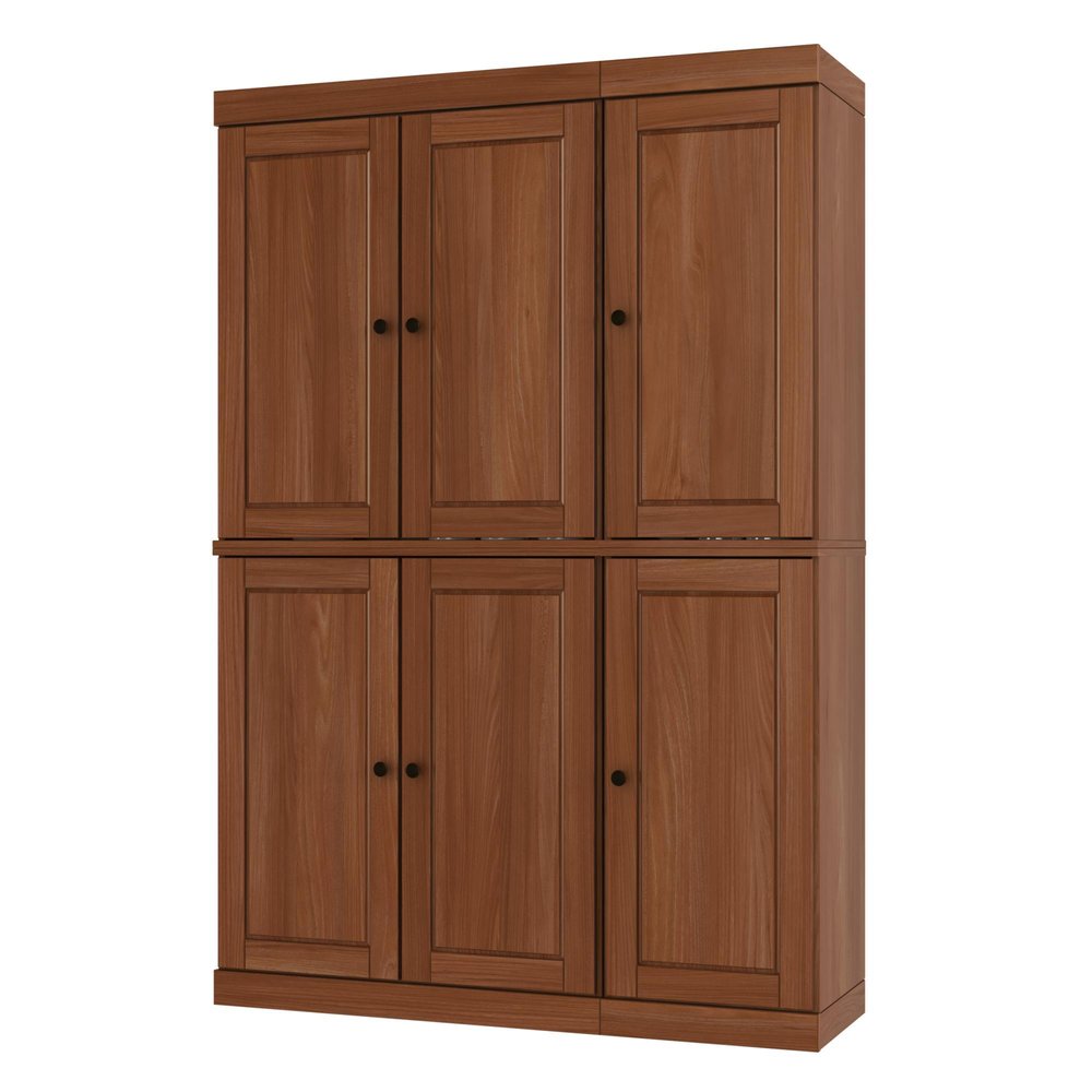 72" White Solid Wood Six Door Two Drawer Pantry Or Storage Closet