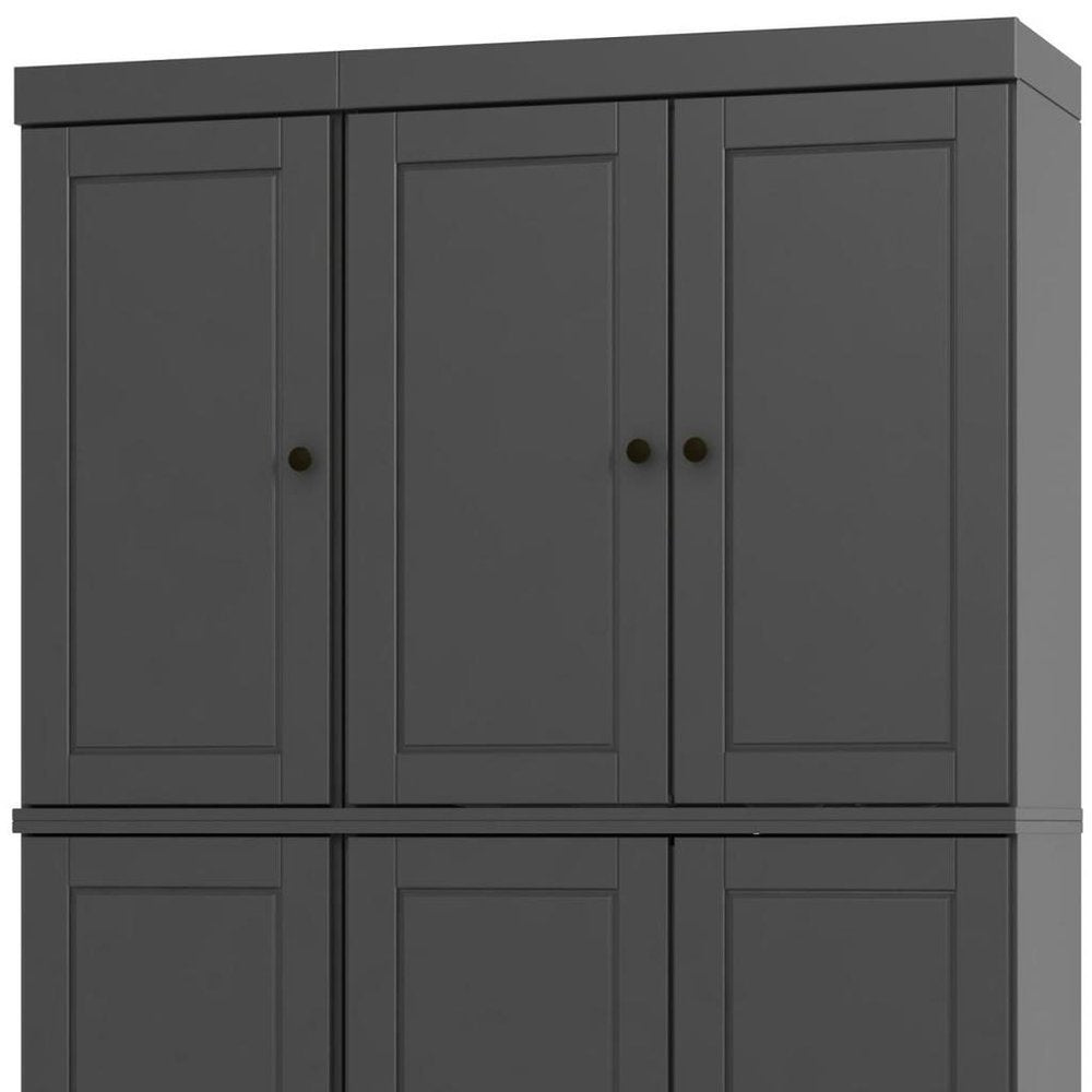 72" White Solid Wood Six Door Two Drawer Pantry Or Storage Closet