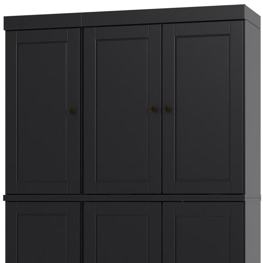 72" White Solid Wood Six Door Two Drawer Pantry Or Storage Closet