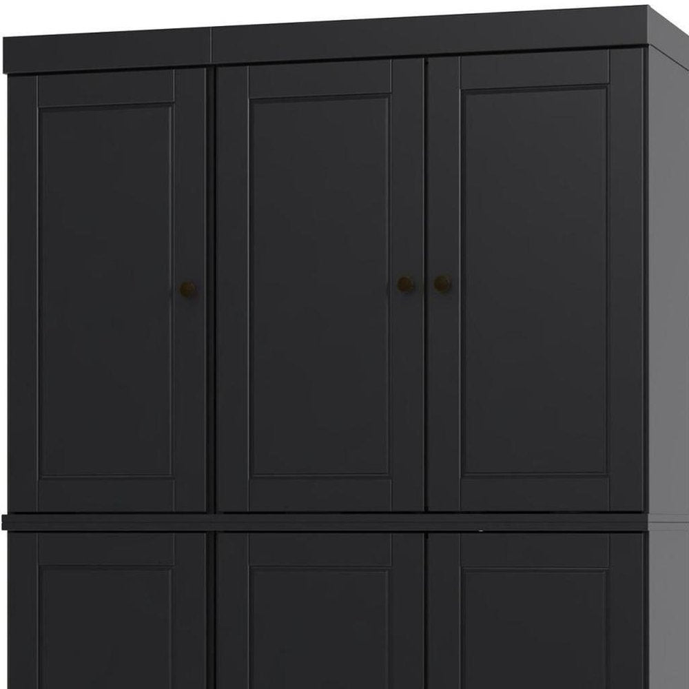 72" White Solid Wood Six Door Two Drawer Pantry Or Storage Closet