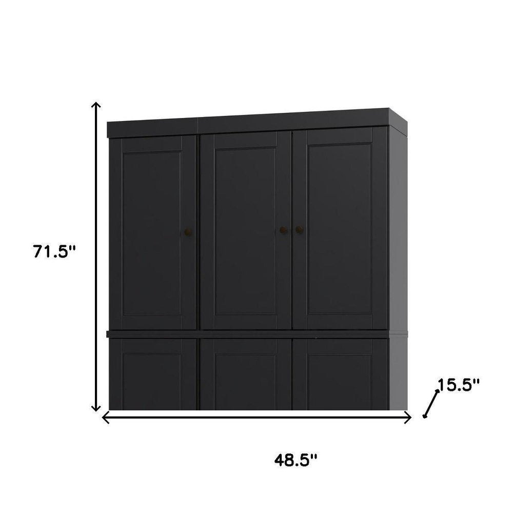 72" White Solid Wood Six Door Two Drawer Pantry Or Storage Closet