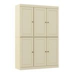 72" White Solid Wood Six Door Two Drawer Pantry Or Storage Closet