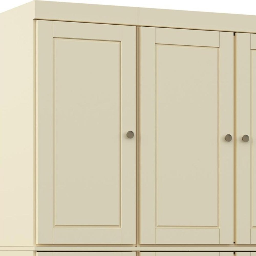 72" White Solid Wood Six Door Two Drawer Pantry Or Storage Closet