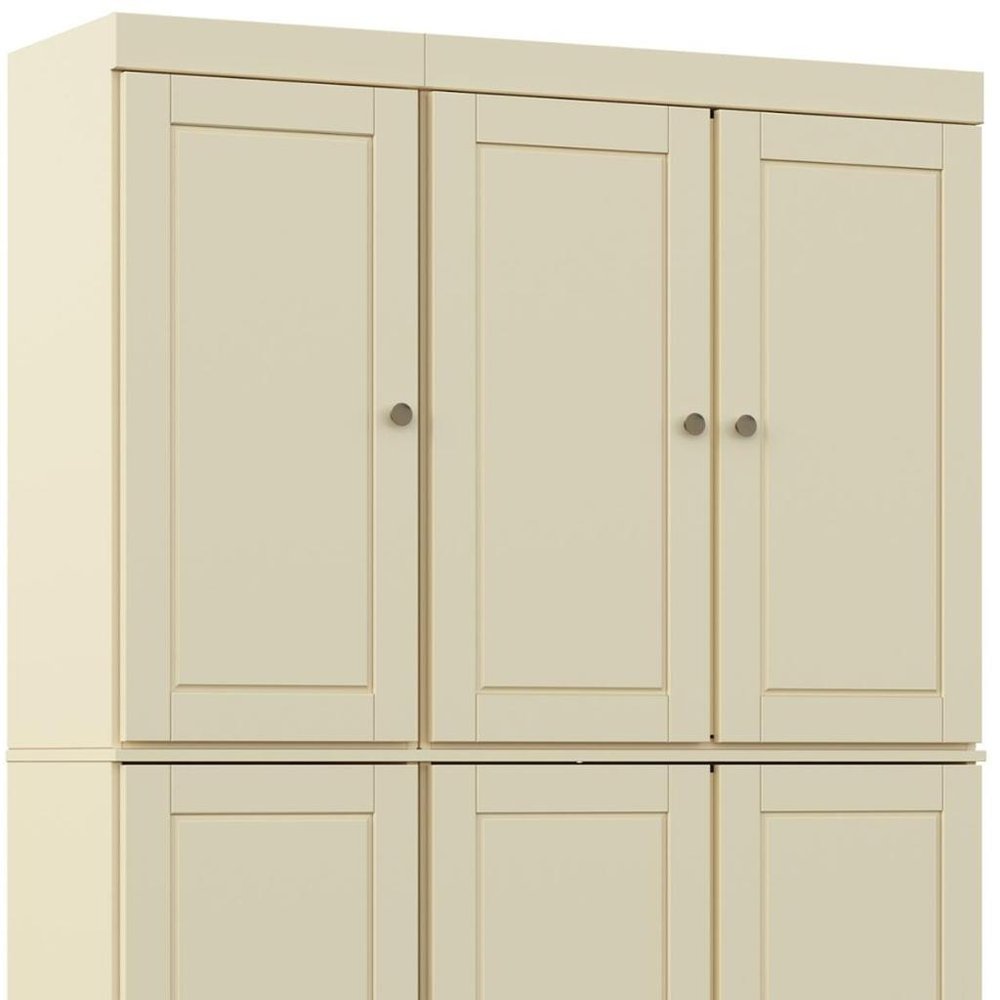 72" White Solid Wood Six Door Two Drawer Pantry Or Storage Closet