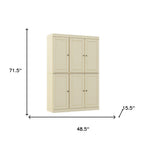 72" White Solid Wood Six Door Two Drawer Pantry Or Storage Closet