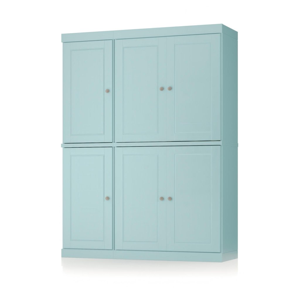 72" White Solid Wood Six Door Two Drawer Pantry Or Storage Closet