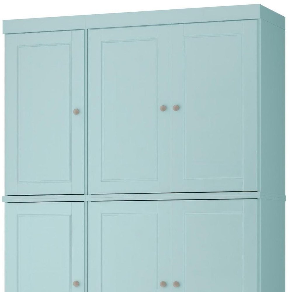 72" White Solid Wood Six Door Two Drawer Pantry Or Storage Closet
