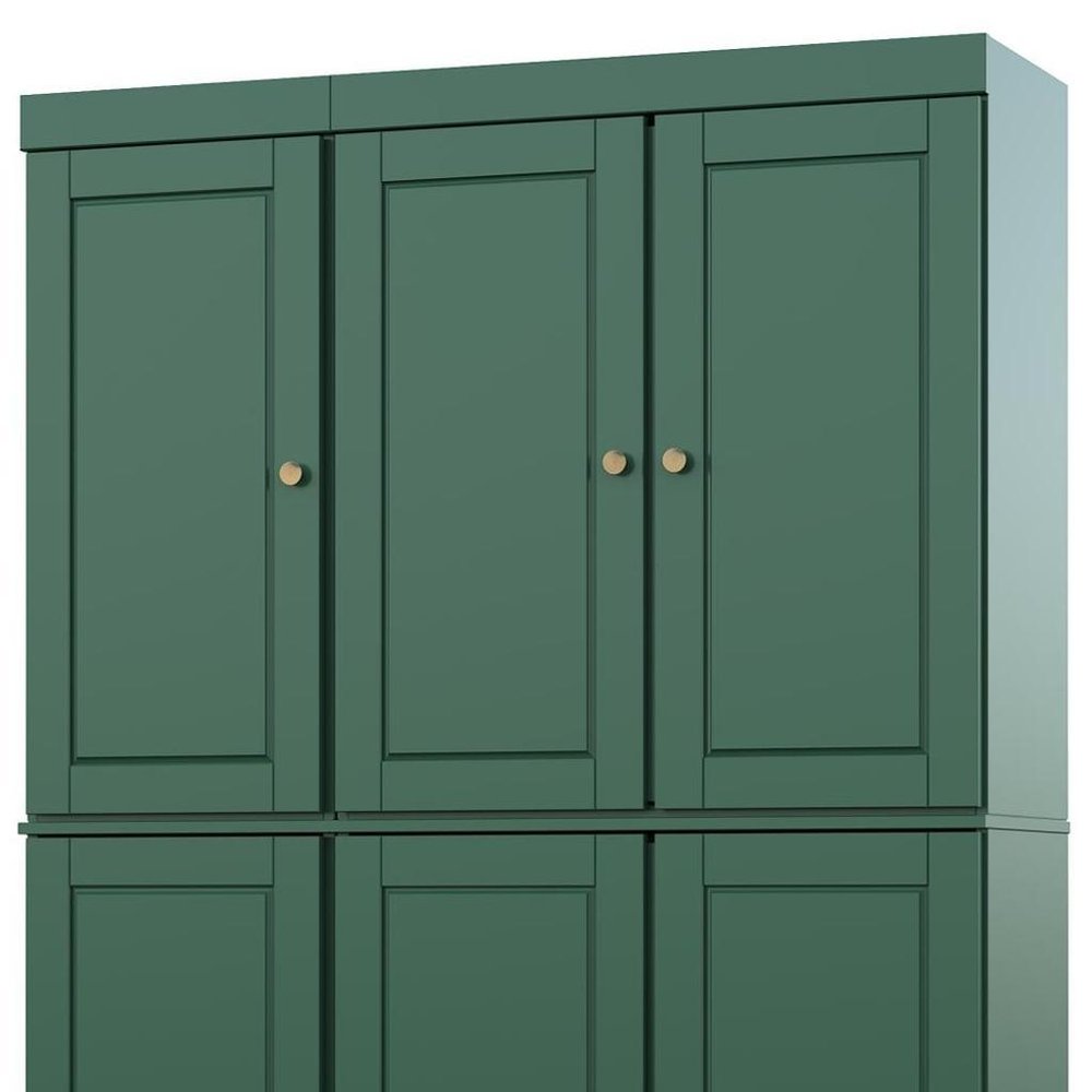 72" White Solid Wood Six Door Two Drawer Pantry Or Storage Closet