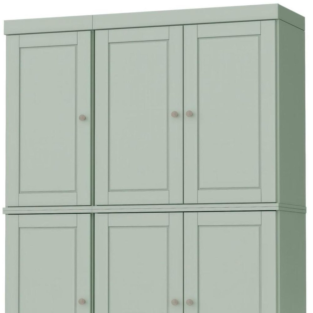 72" White Solid Wood Six Door Two Drawer Pantry Or Storage Closet
