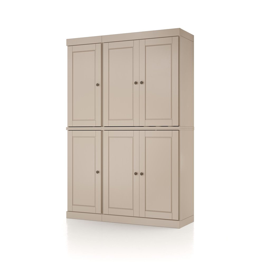 72" White Solid Wood Six Door Two Drawer Pantry Or Storage Closet
