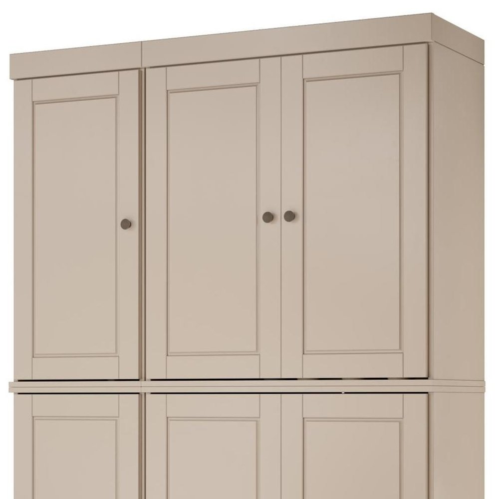 72" White Solid Wood Six Door Two Drawer Pantry Or Storage Closet