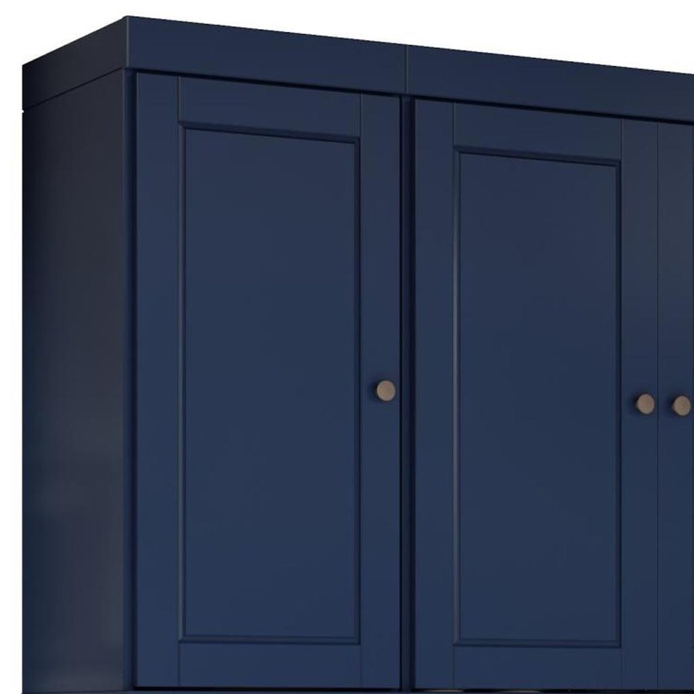 72" White Solid Wood Six Door Two Drawer Pantry Or Storage Closet
