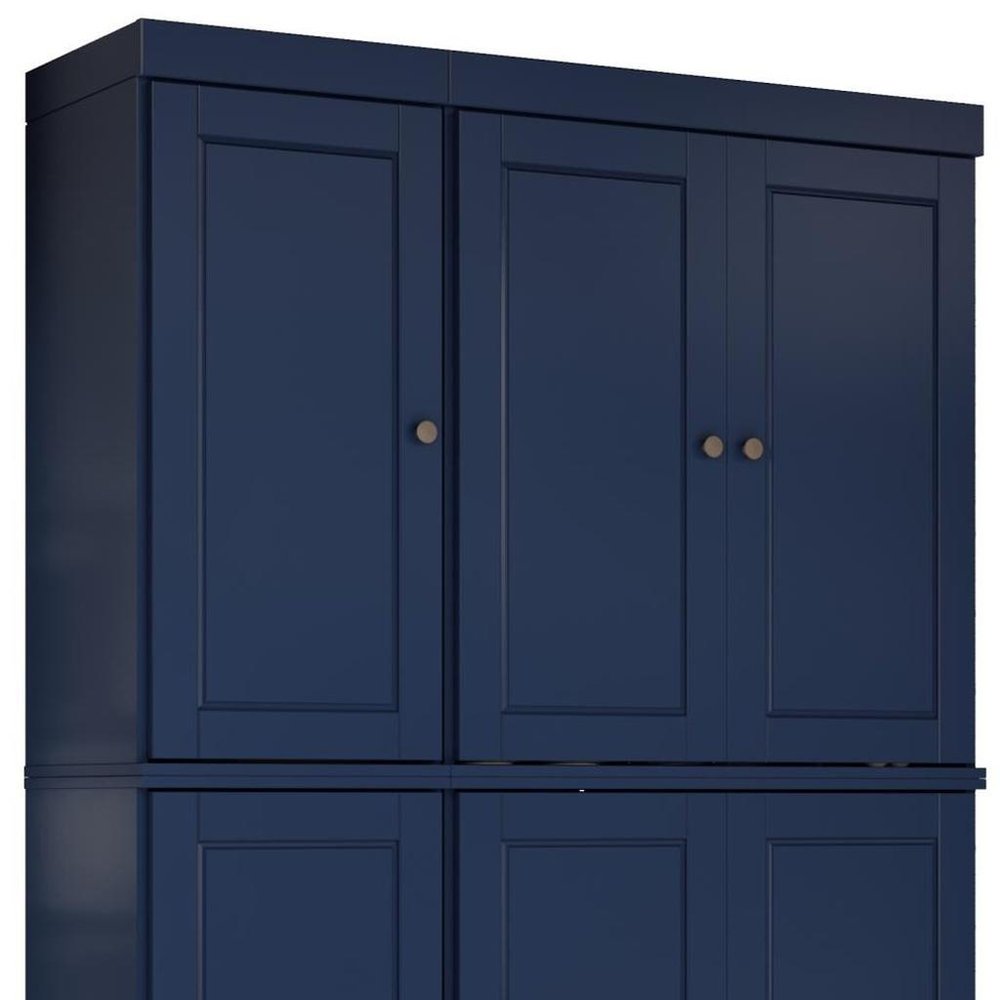 72" White Solid Wood Six Door Two Drawer Pantry Or Storage Closet