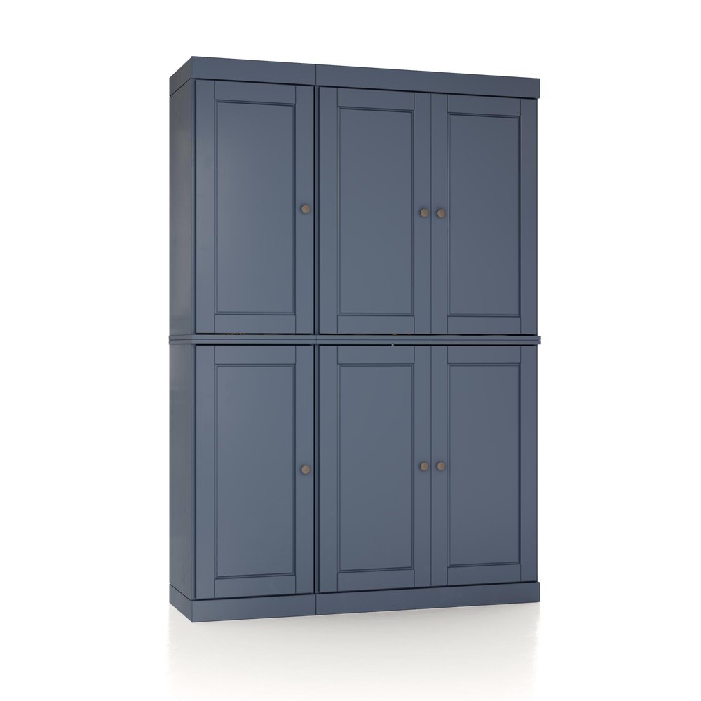 72" White Solid Wood Six Door Two Drawer Pantry Or Storage Closet