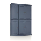72" White Solid Wood Six Door Two Drawer Pantry Or Storage Closet