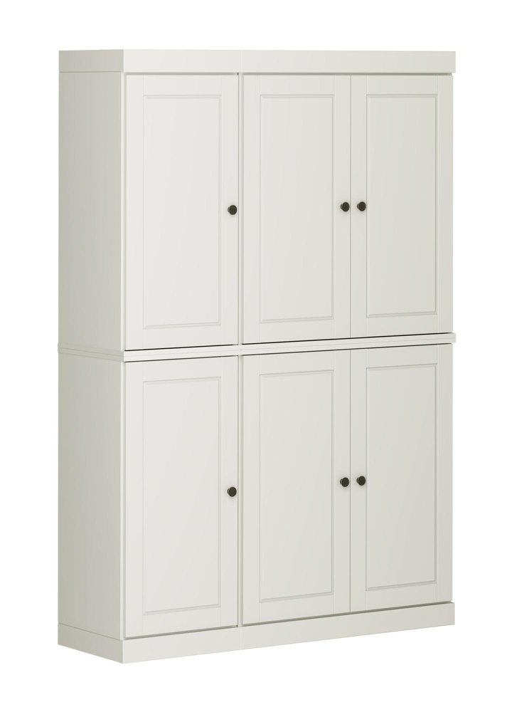 72" White Solid Wood Six Door Two Drawer Pantry Or Storage Closet