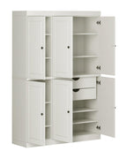 72" White Solid Wood Six Door Two Drawer Pantry Or Storage Closet