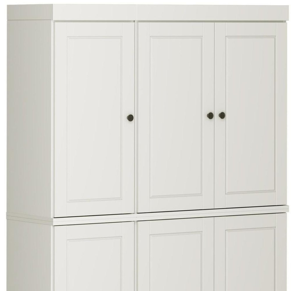 72" White Solid Wood Six Door Two Drawer Pantry Or Storage Closet