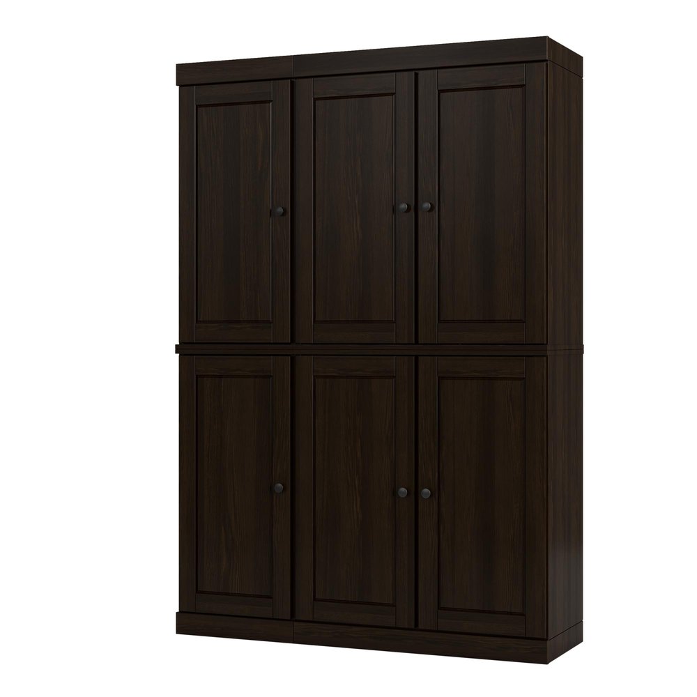72" White Solid Wood Six Door Two Drawer Pantry Or Storage Closet