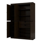 72" White Solid Wood Six Door Two Drawer Pantry Or Storage Closet