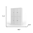 72" White Solid Wood Six Door Two Drawer Pantry Or Storage Closet