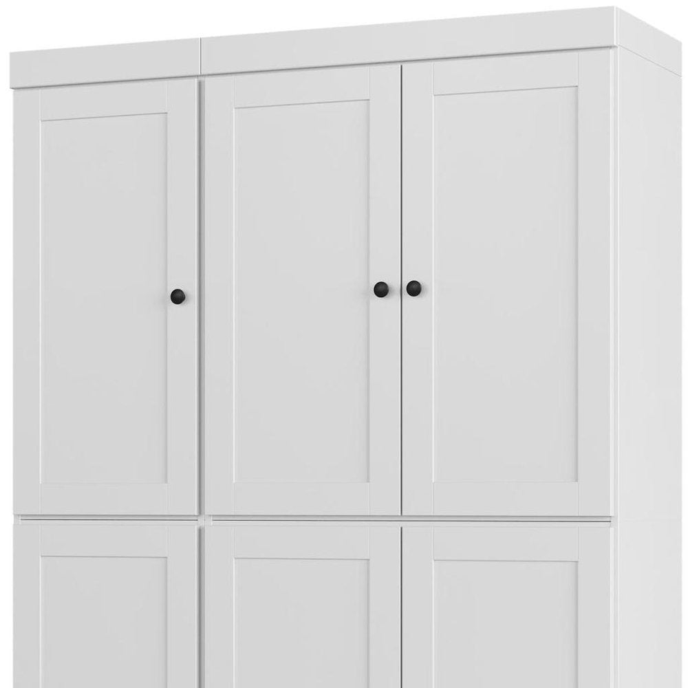 72" White Solid Wood Six Door Two Drawer Pantry Or Storage Closet