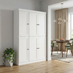 72" White Solid Wood Six Door Two Drawer Pantry Or Storage Closet