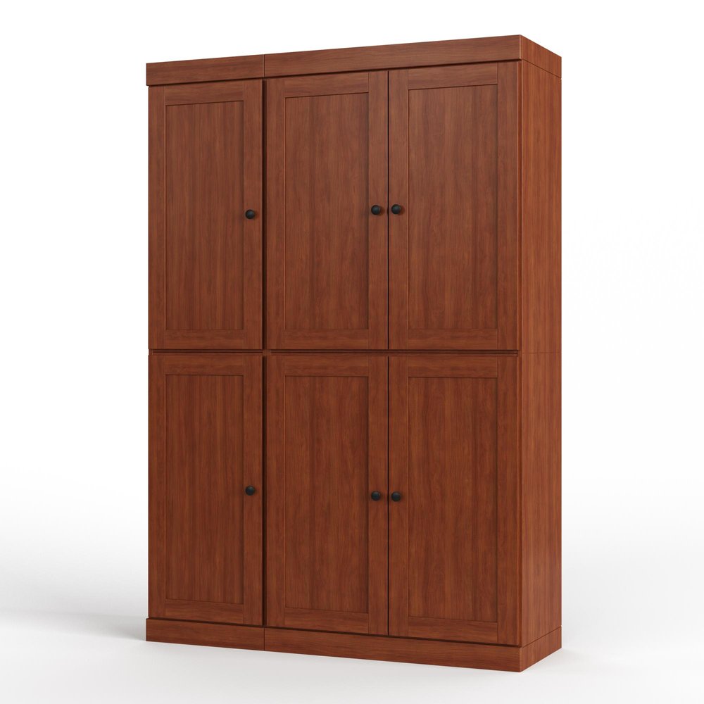 72" White Solid Wood Six Door Two Drawer Pantry Or Storage Closet