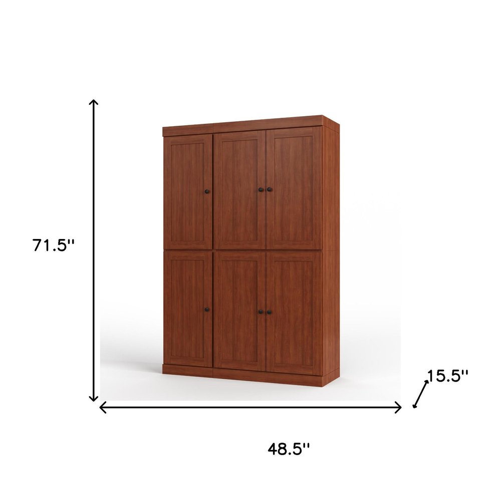 72" White Solid Wood Six Door Two Drawer Pantry Or Storage Closet