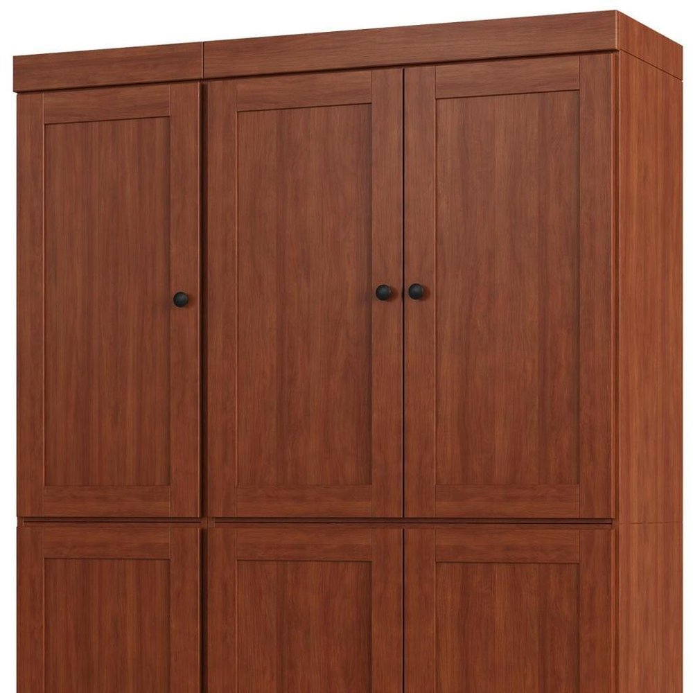 72" White Solid Wood Six Door Two Drawer Pantry Or Storage Closet