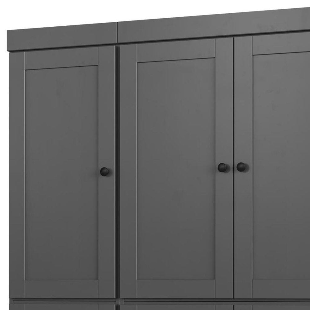72" White Solid Wood Six Door Two Drawer Pantry Or Storage Closet