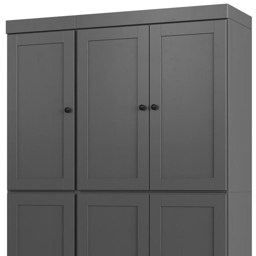 72" White Solid Wood Six Door Two Drawer Pantry Or Storage Closet