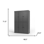 72" White Solid Wood Six Door Two Drawer Pantry Or Storage Closet